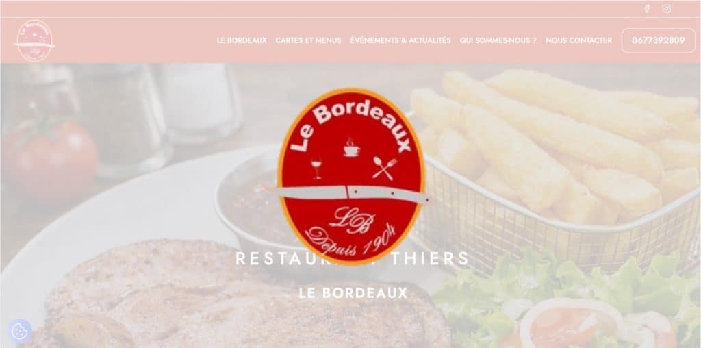 Site internet Restaurant le bordeaux